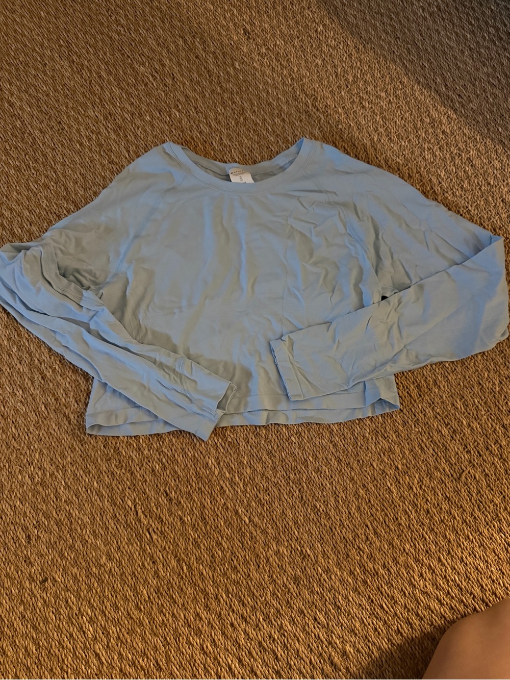 Athleta Light Blue Cropped Long-Sleeve Athletic Top